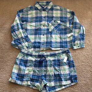 Old Navy Blue Plaid Pajama Set